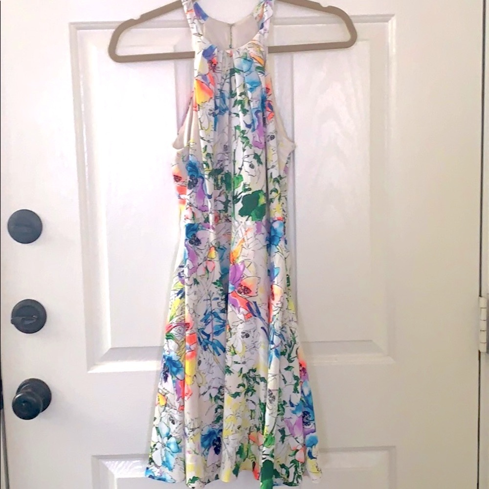 Express Flower Print Halter Neck Style Dress